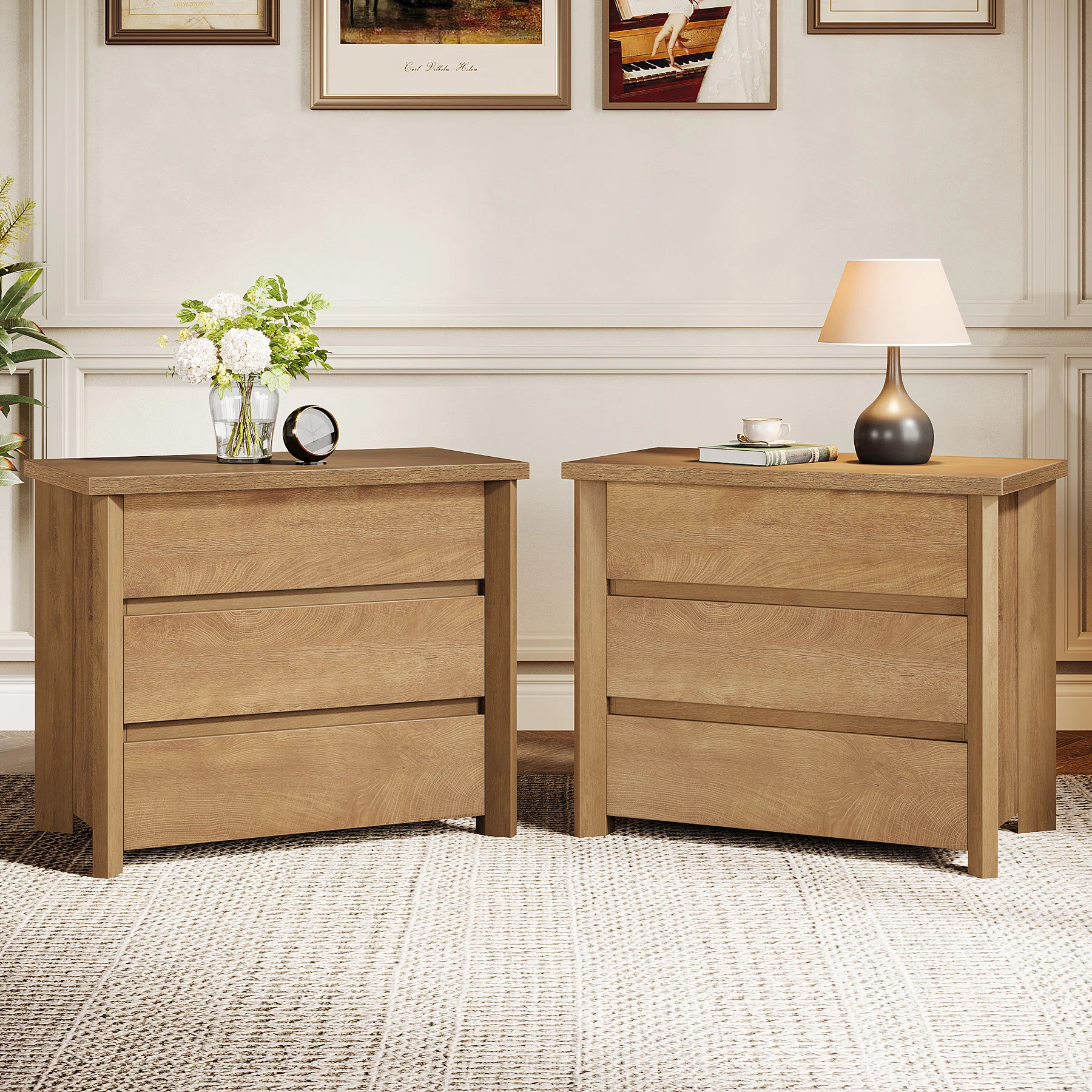 Wood Nightstand with 3 Drawers | Wayfair North America