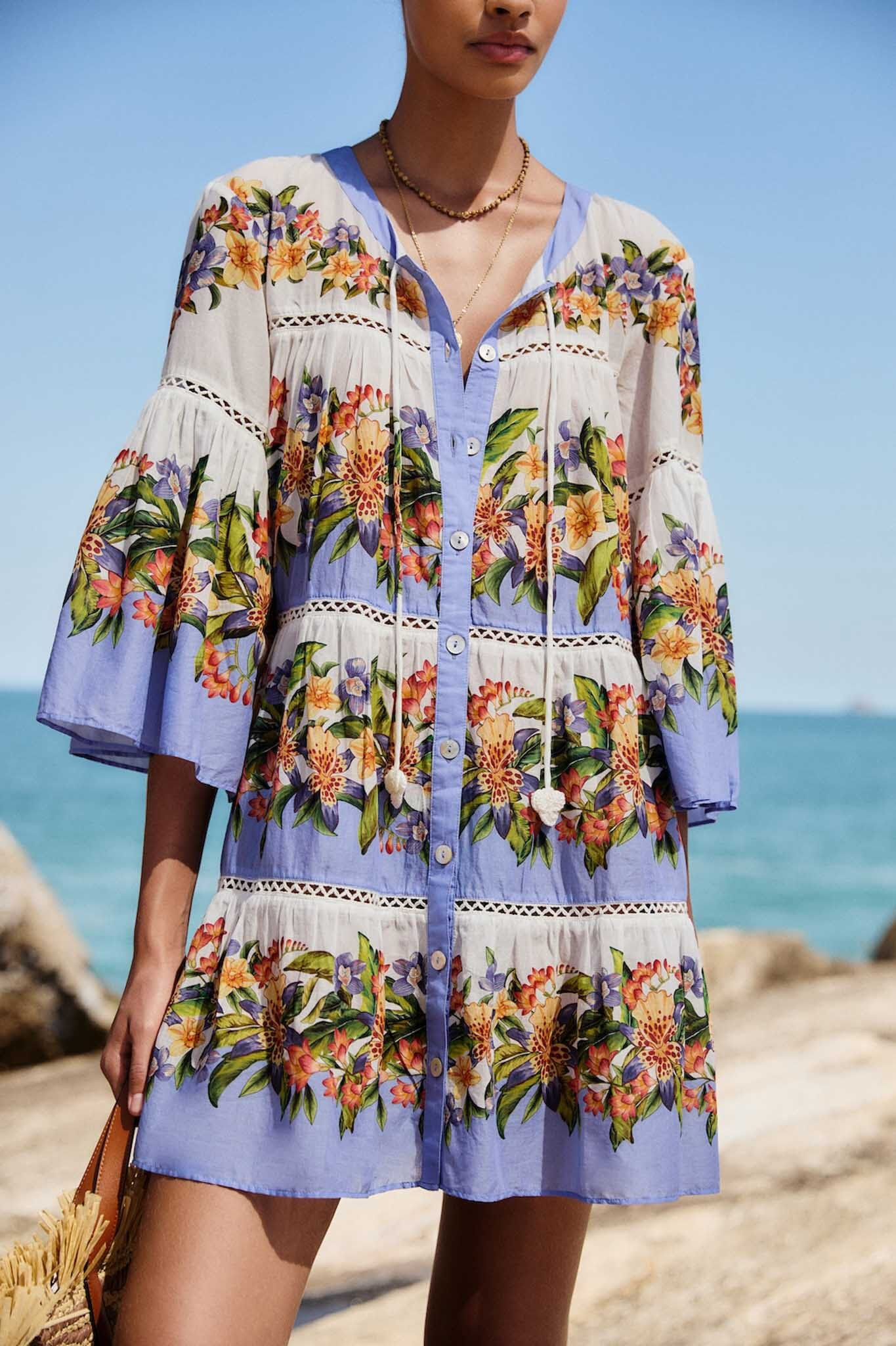 Light Blush Hilo Stripes Mini Dress | FARM Rio | FarmRio (US)