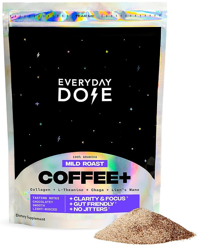 Everyday Dose Premium Adaptogenic Mushroom Coffee with Grass-Fed Collagen, Chaga, Lions Mane & L-... | Amazon (US)