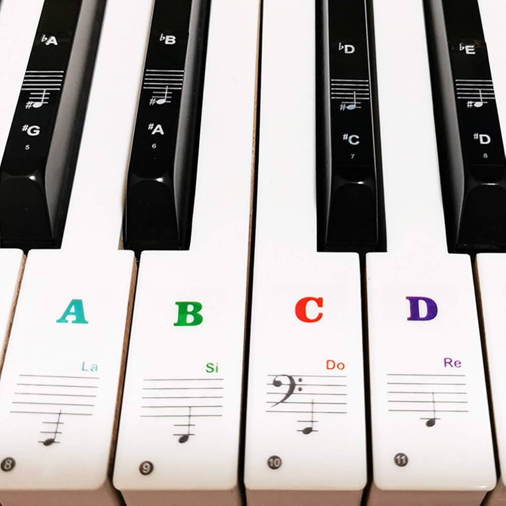 Piano Keyboard Stickers for 88/61/54/49/37 Key, Bold Large Letter Piano Stickers for Learning, Re... | Amazon (US)