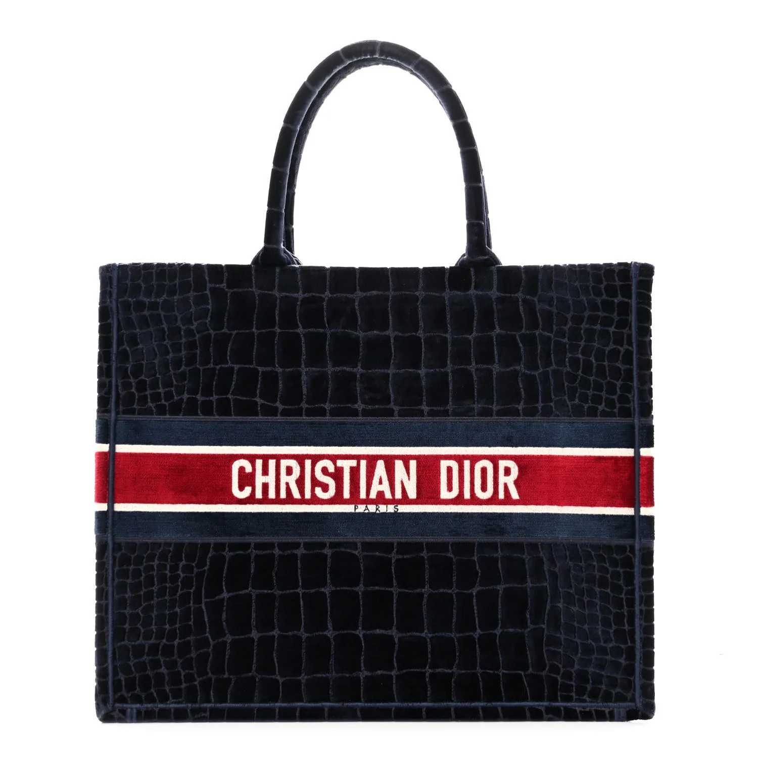 Velvet Mizza Embroidered Large Croc Book Tote Bleu Multicolor | FASHIONPHILE (US)