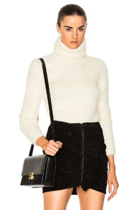 Saint Laurent Mohair Turtleneck Sweater in Neutrals,White | FWRD 
