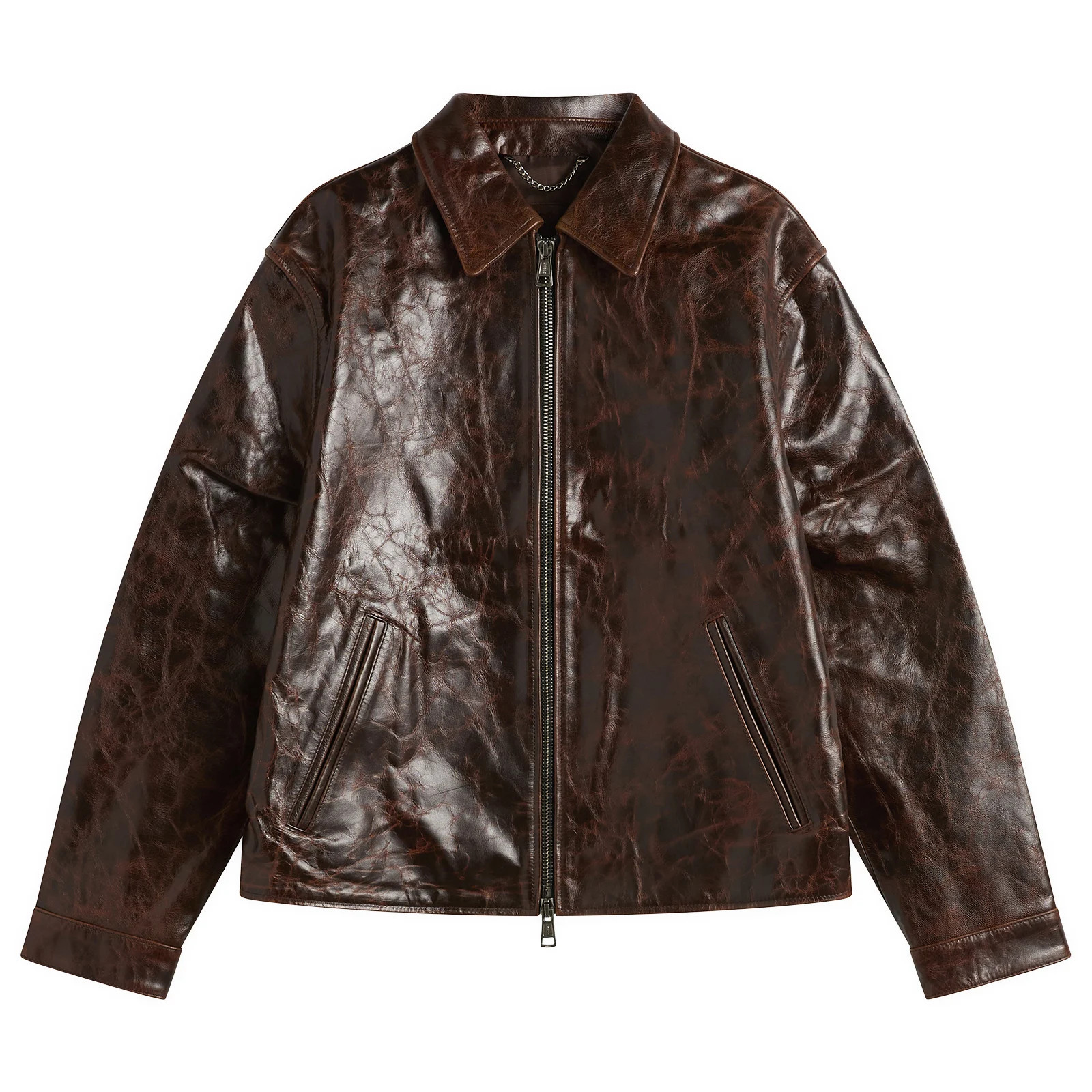 Ronning Men's Leather Jacket in Brown, Size Medium | END. Clothing