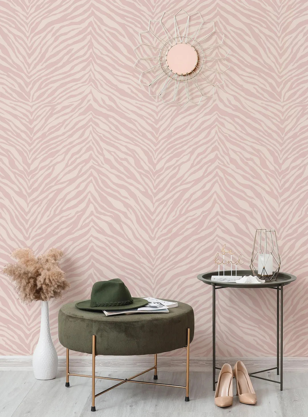 Zebra Print Wall Covering | Pink | Peel 'n Stick or Unpasted Wallpaper Mural | Non-toxic - Etsy | Etsy (US)