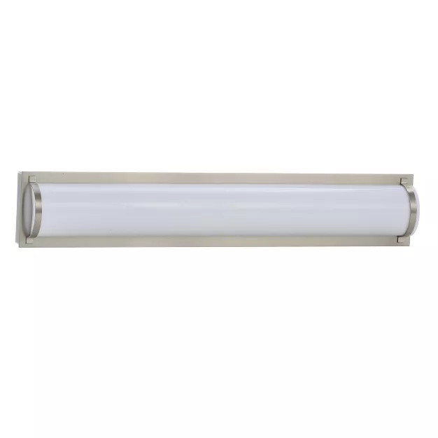 Justice Vanity Bar Bathroom Sconce Brush Nickel/White - Safavieh | Target