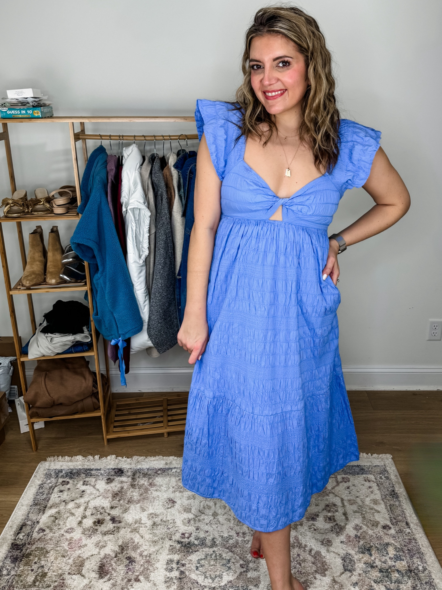 Perfect spring and summer dress! Baby shower outfit, wedding shower dress, graduation dress, wedding guest dress under $40! Size down in between. In a small but a typical medium. 

#LTKwedding #LTKfindsunder50