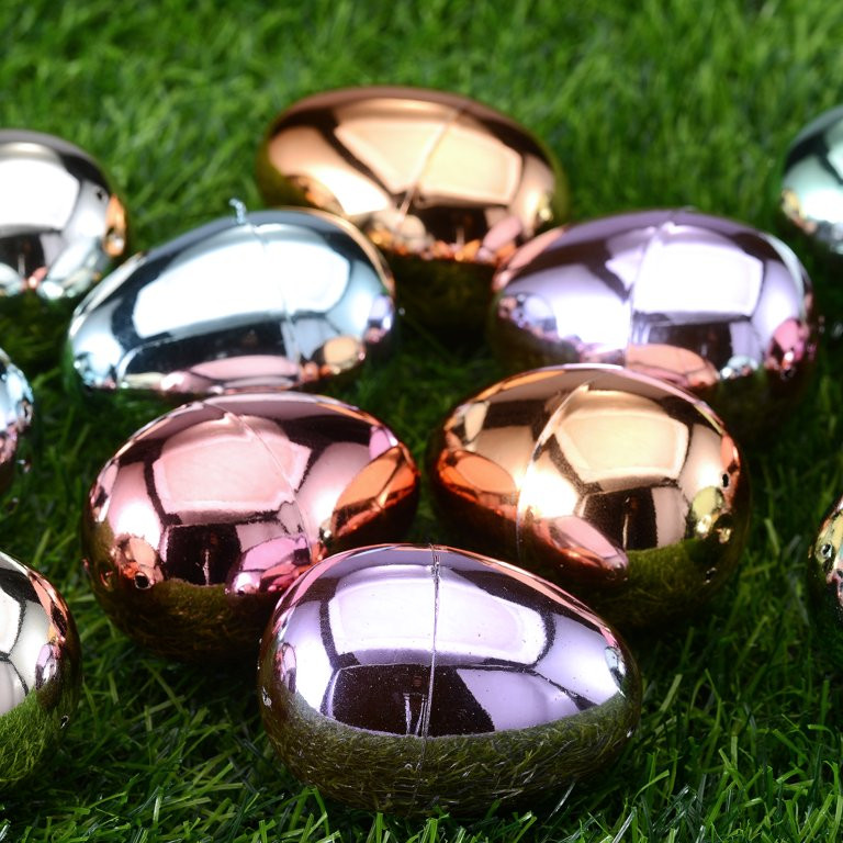 Way to Celebrate Easter 43 MM Shiny Pastel Metallic Plastic Easter Eggs, 12 Count | Walmart (US)