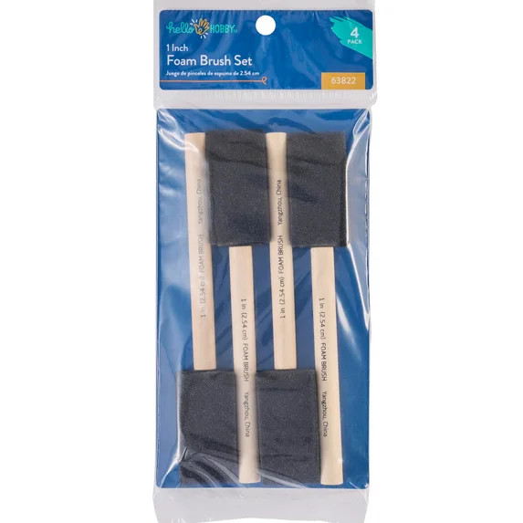 Hello Hobby 4 Pc Foam Paint Brush Set, 1" | Walmart (US)