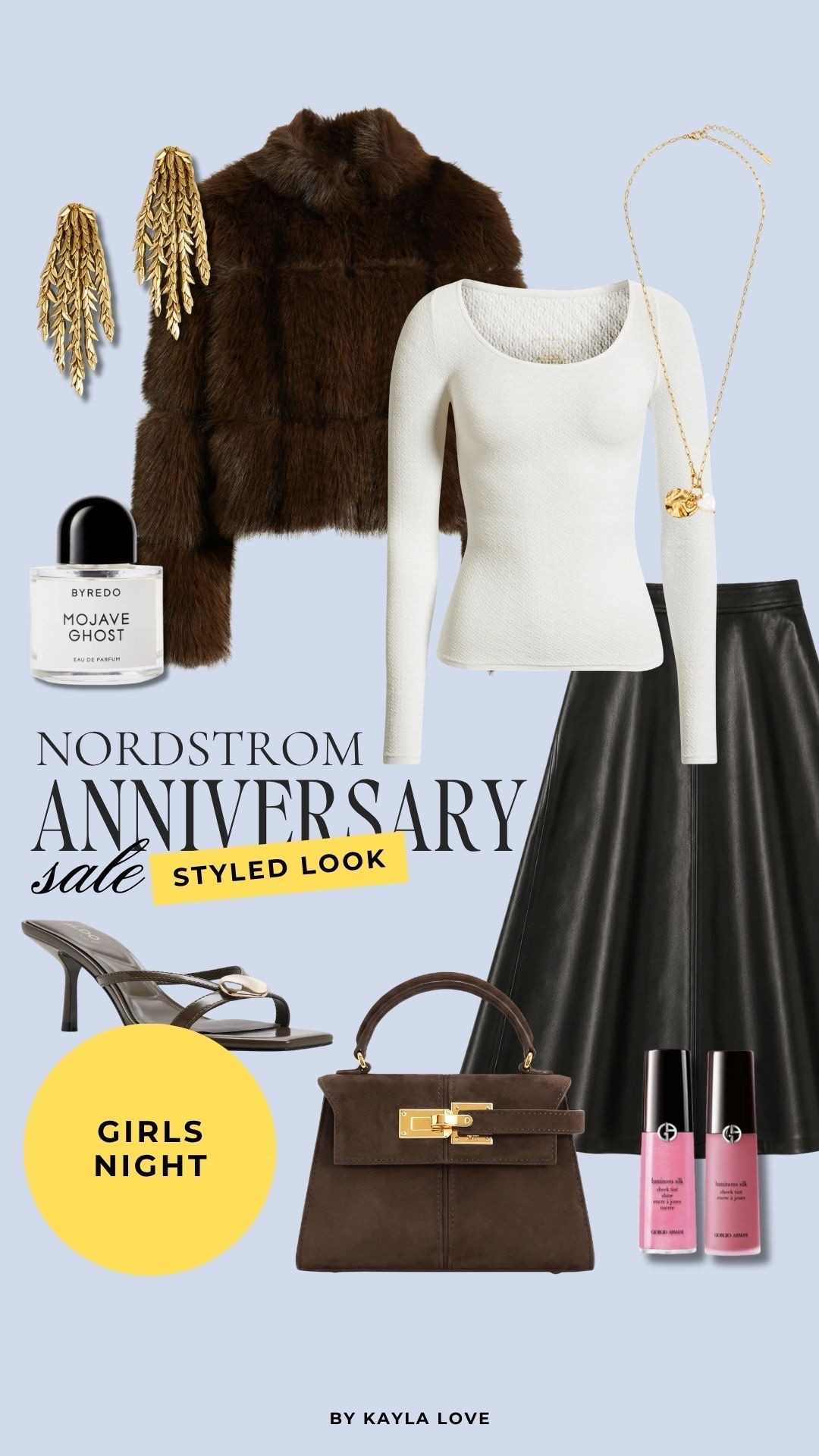 Nordstrom Anniversary Sale girls night outfit idea. This faux leather skirt and faux fur jacket are perfect for dinner with friends.

#LTKootd #LTKSaleAlert #LTKmomlife