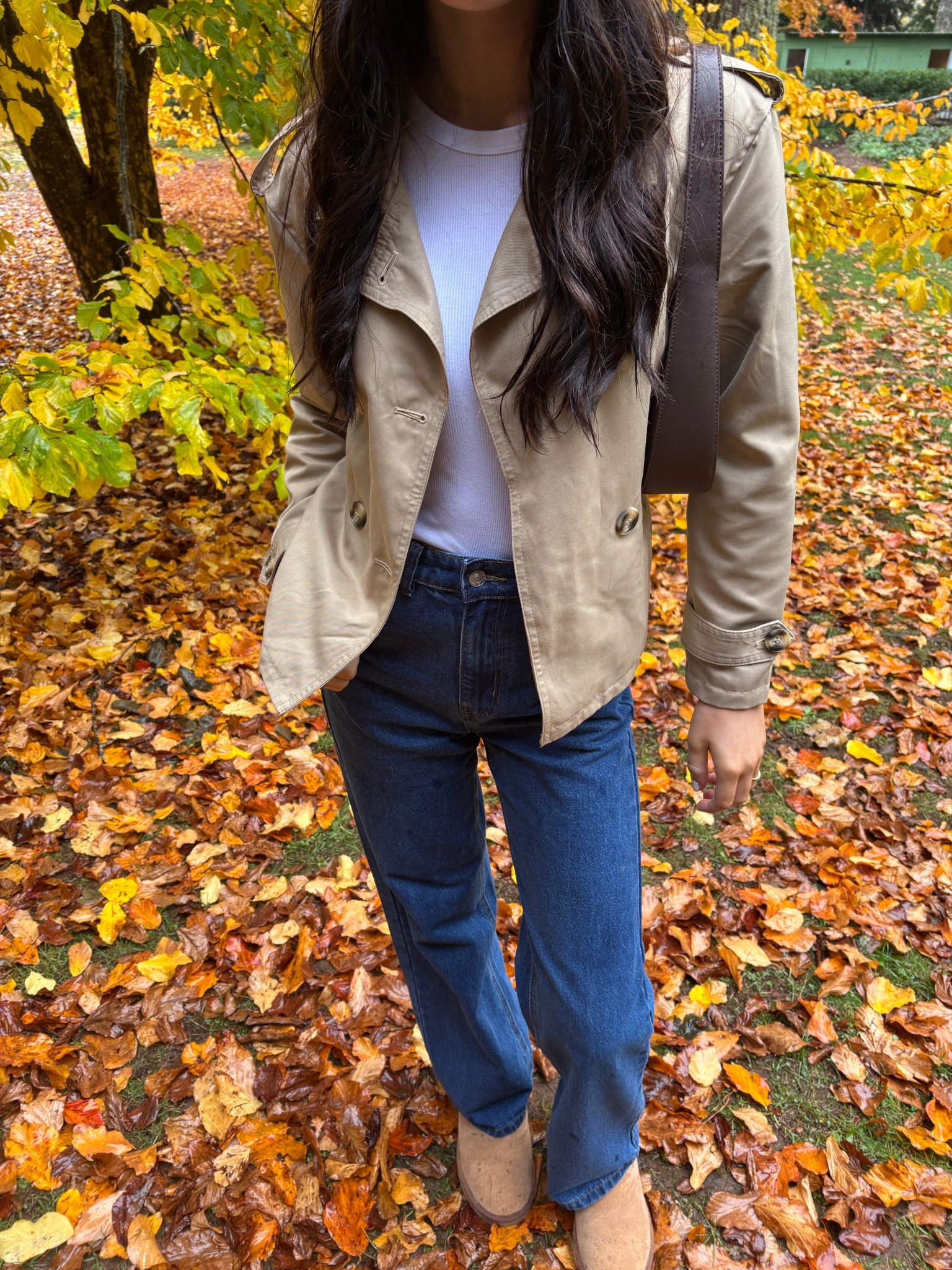 loving this autumn outfit, I love this cropped trench coat paired with some Ugg boots and some dark wash jeans! 

#LTKmodest #LTKautumn
