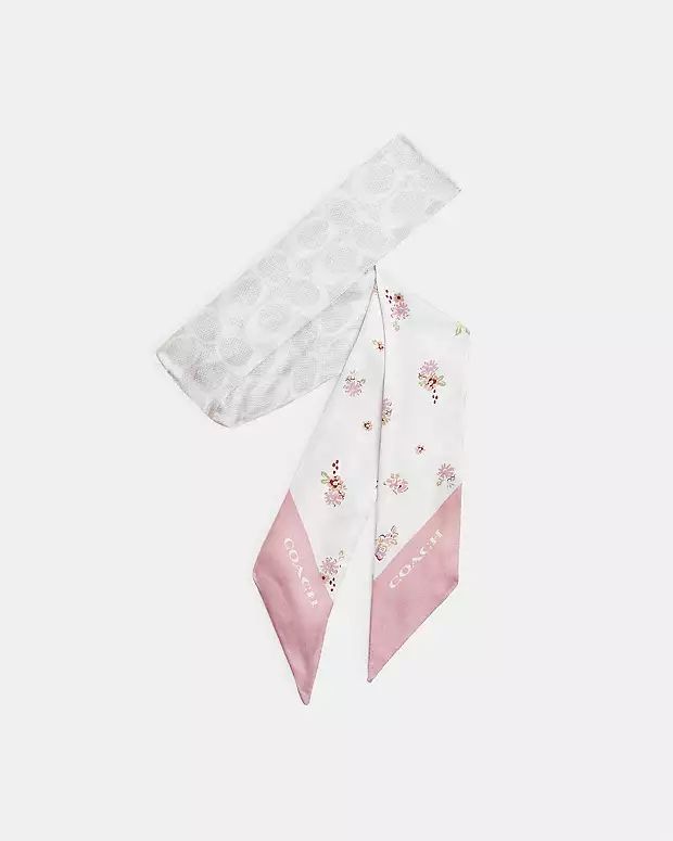Floral Print Silk Skinny Scarf | Coach (US)