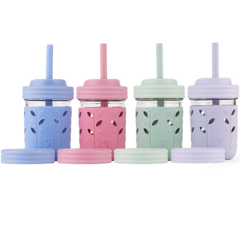 Elk and Friends Kids & Toddler Cups | The Original Glass Mason jars 8 oz with Silicone Sleeves & ... | Amazon (US)