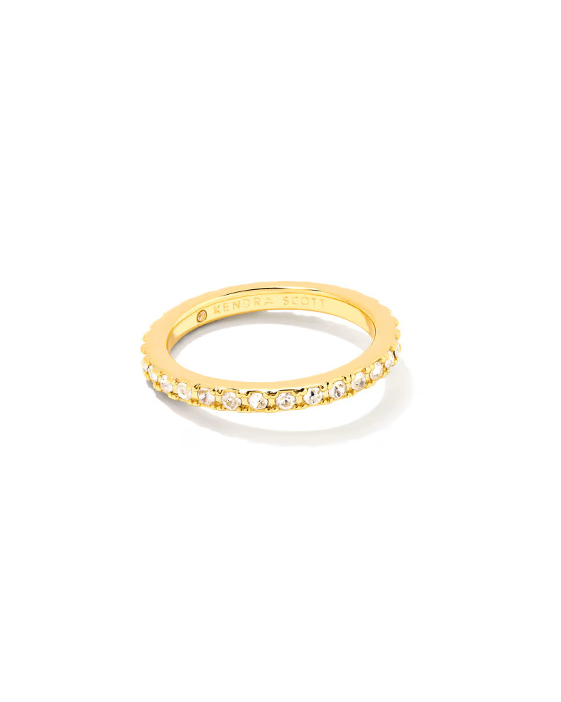 Kate Gold Band Ring in White Crystal | Kendra Scott