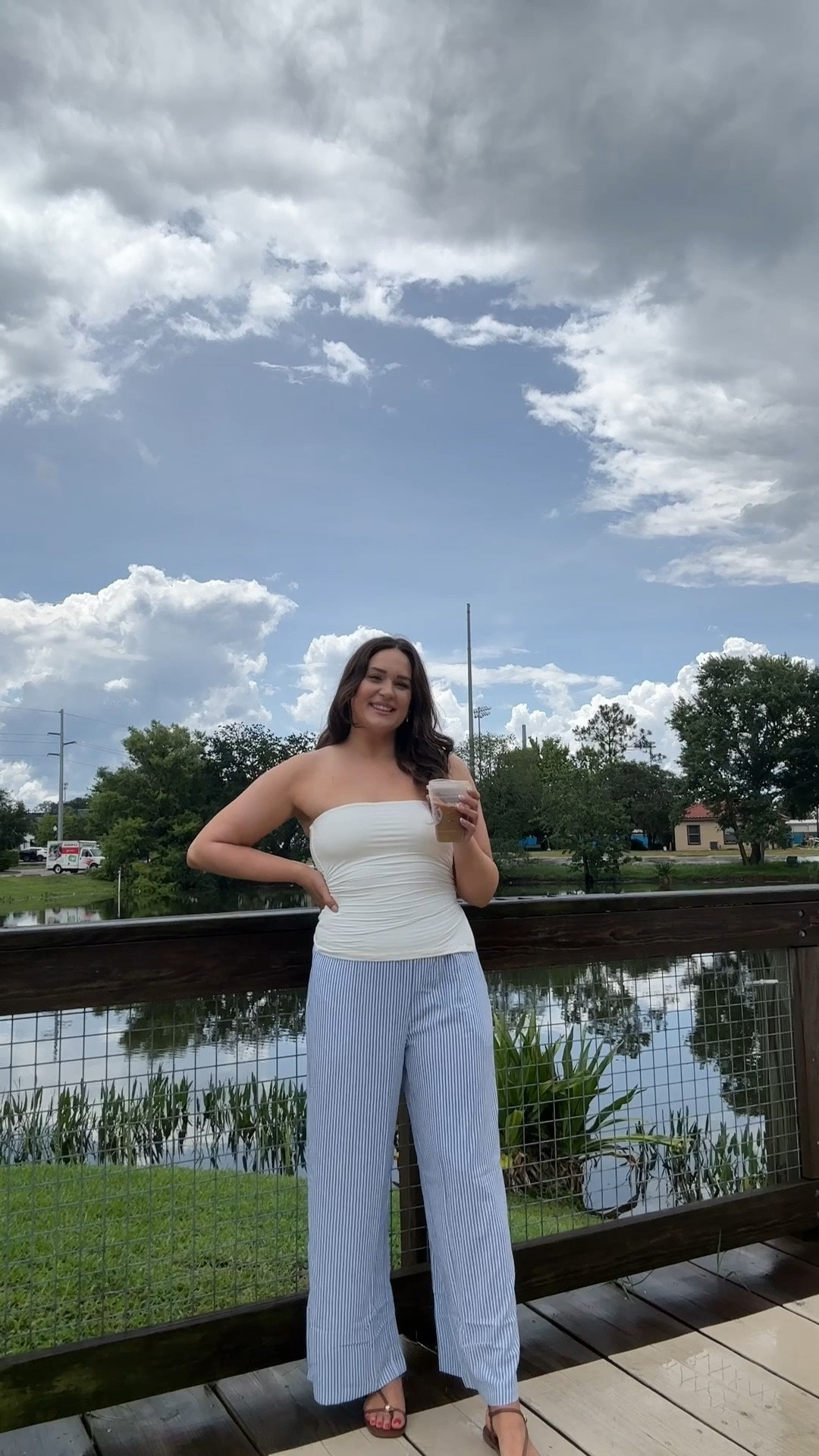 In love with these flowy pinstripe pants for summer! Super lightweight and comfortable. The top is flattering and comes with a built in bra! Tagging exact items featured, everything fits true to size.

#LTKootd #LTKmomlife #LTKSaleAlert