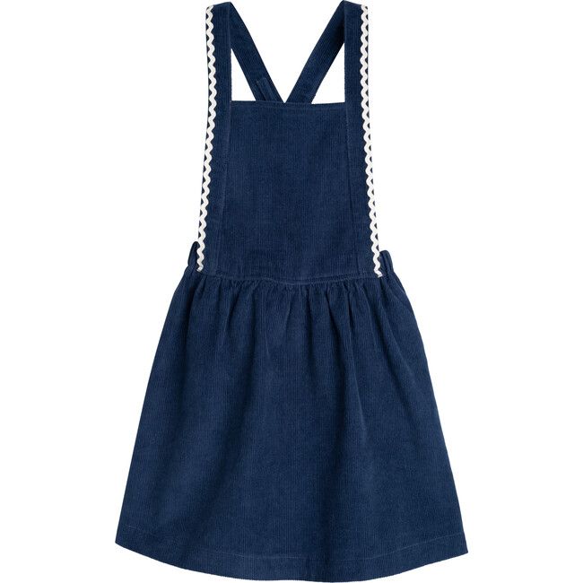 Michelle Pinafore Dress, Navy Blue | Maisonette