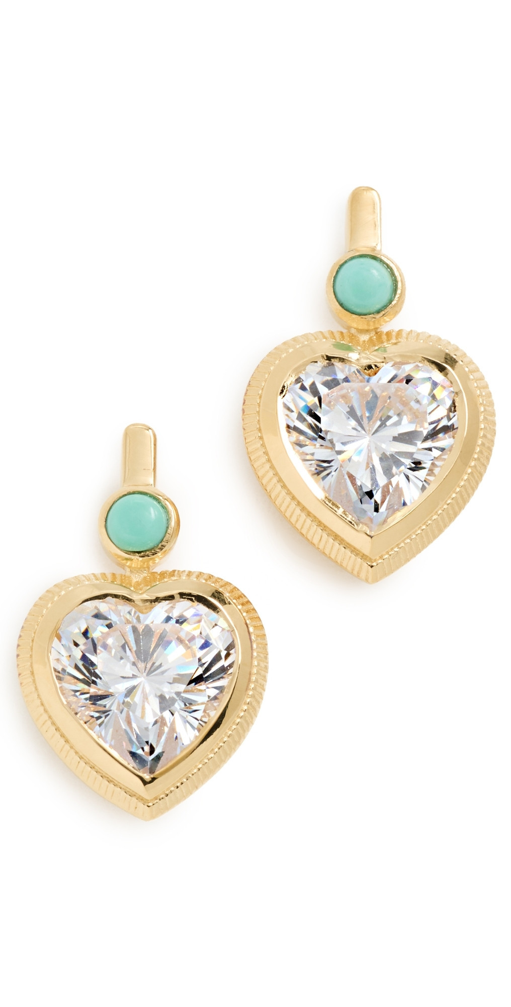 HART Bezel Heart Earrings with Turquoise Gold/Turquoise One Size | Shopbop