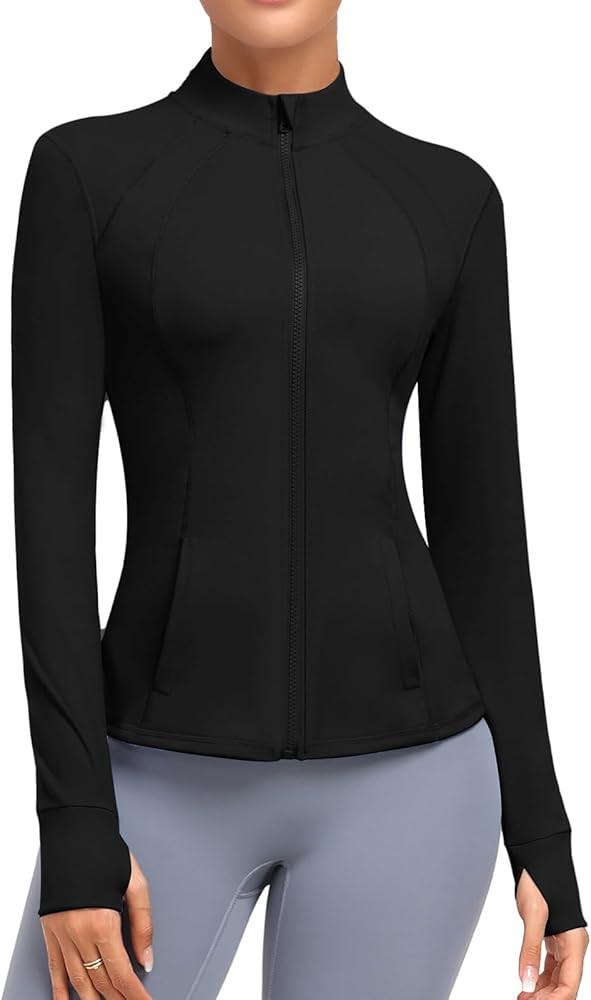 Women's Athletic Full Zip Lightweight Workout Jacket With Pockets Running Slim Fit Yoga Sportwear... | Amazon (US)