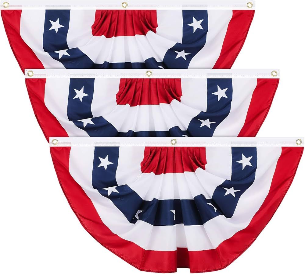 Tatuo Patriotic Decorations, 4th of July Pleated Fan Flags American US Bunting Flag Stars and Str... | Amazon (US)