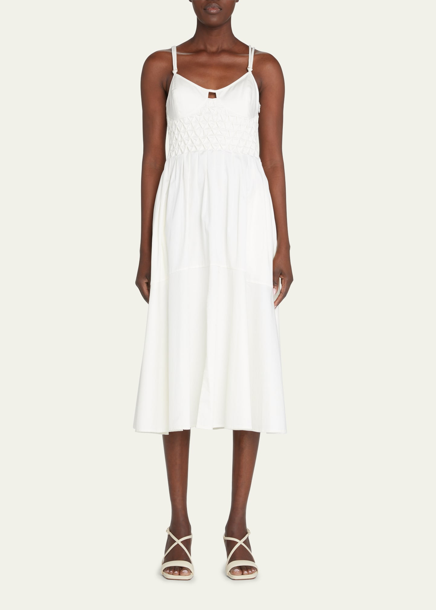 Brynn Smocked Waist A-Line Midi Dress | Bergdorf Goodman