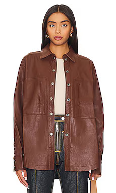 Free People Easy Rider Faux Leather Shacket in Desert Topaz from Revolve.com | Revolve Clothing (Global)