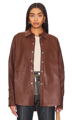 Free People Easy Rider Faux Leather Shacket in Desert Topaz from Revolve.com | Revolve Clothing (Global)