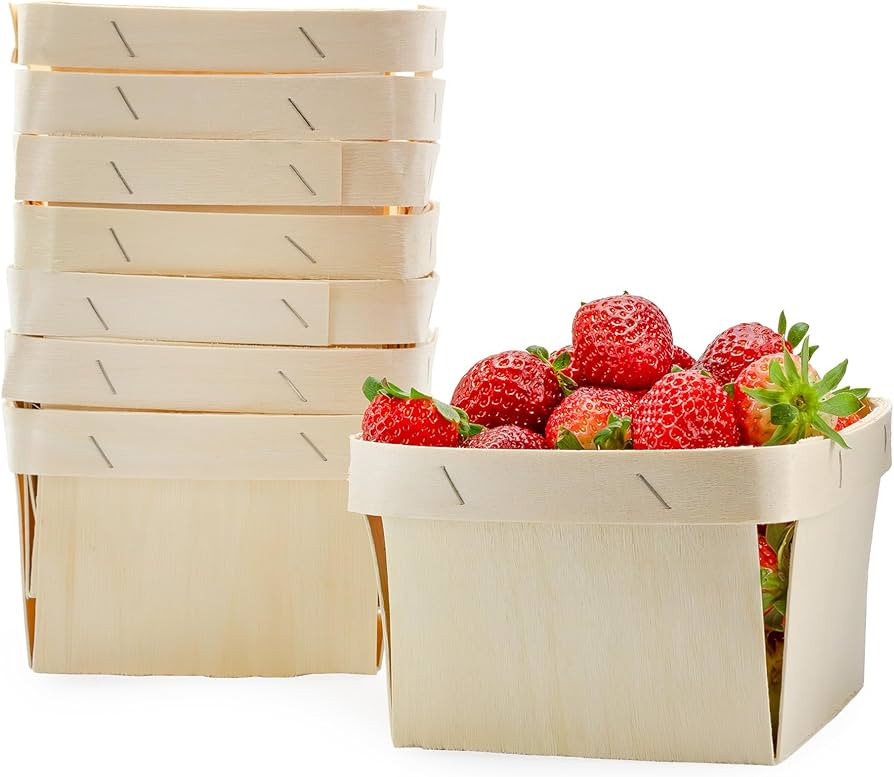 Cornucopia Brands Quart Wooden Berry Baskets (8-Pack); 5.75-Inch Square Vented Wood Boxes for Fru... | Amazon (US)