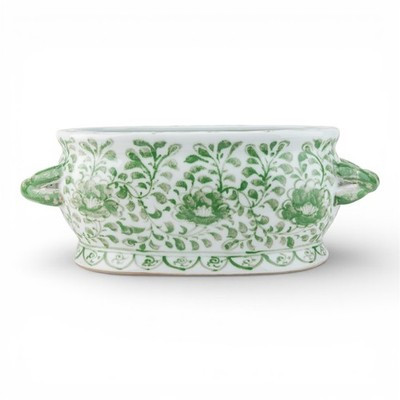 NEW CHINESE ORIENTAL GREEN PEONY floral porcelain planter footbath | eBay US