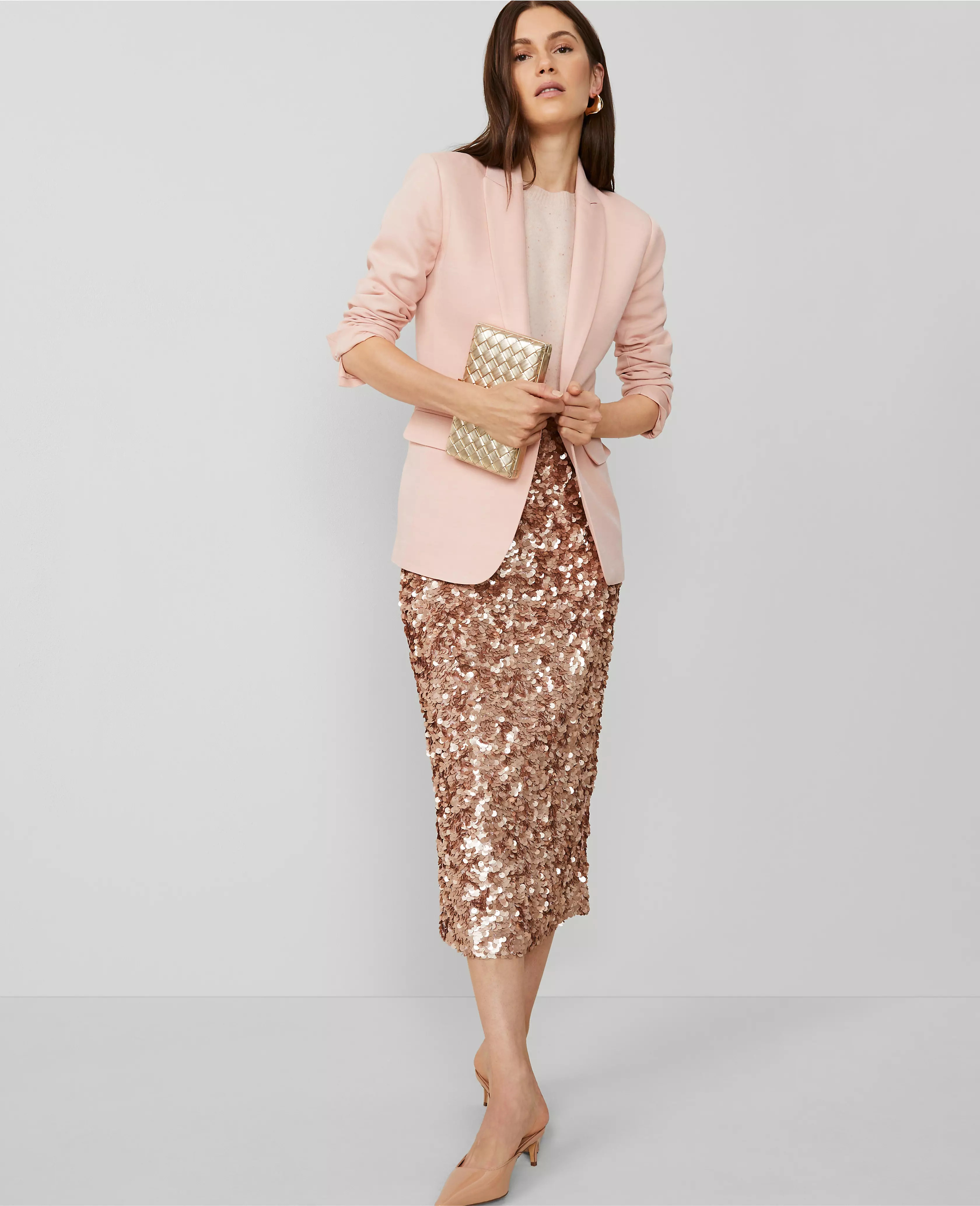 Studio Collection Sequin Column Midi Skirt | Ann Taylor