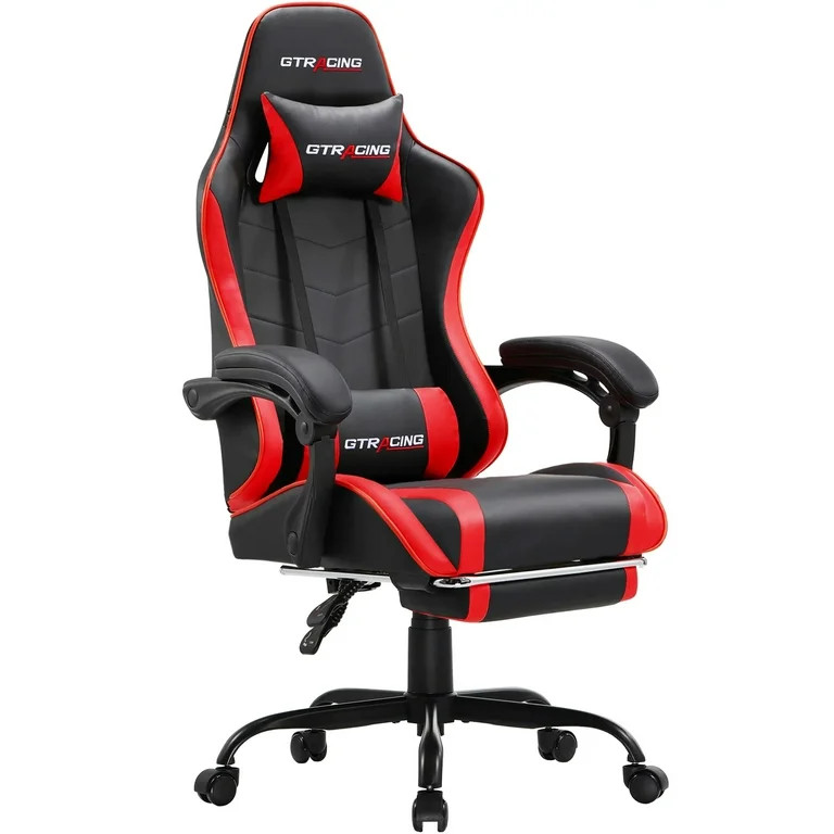 GTRACING Silla Gamer Ergonómica GTWD-200 con Almohadas y Reposapiés Ajustables, Roja | Walmart (US)