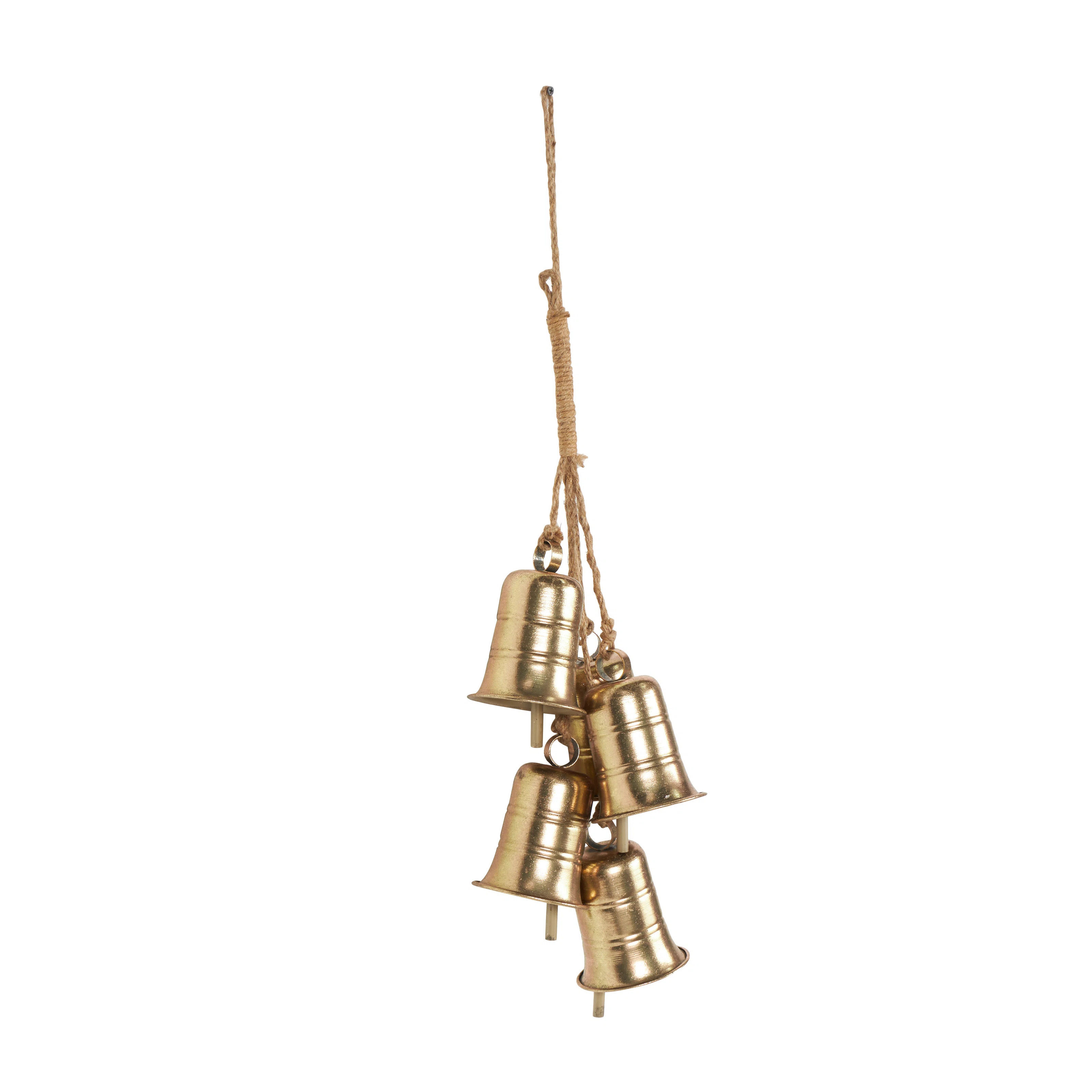 Jodina Metal Cluster Indoor Outdoor Gold Decorative Bells with Jute Hanging Rope | Wayfair North America