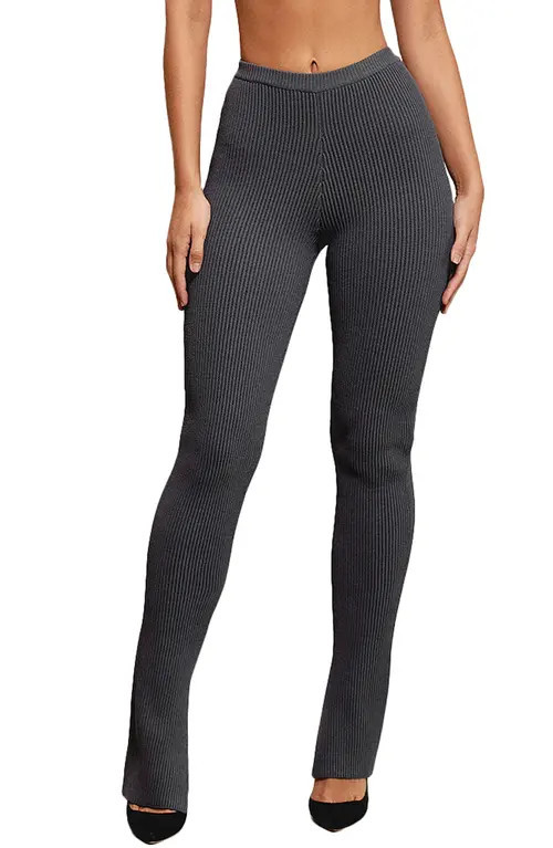 HOUSE OF CB Mitzi Rib Leggings in Dark Grey at Nordstrom, Size Large | Nordstrom
