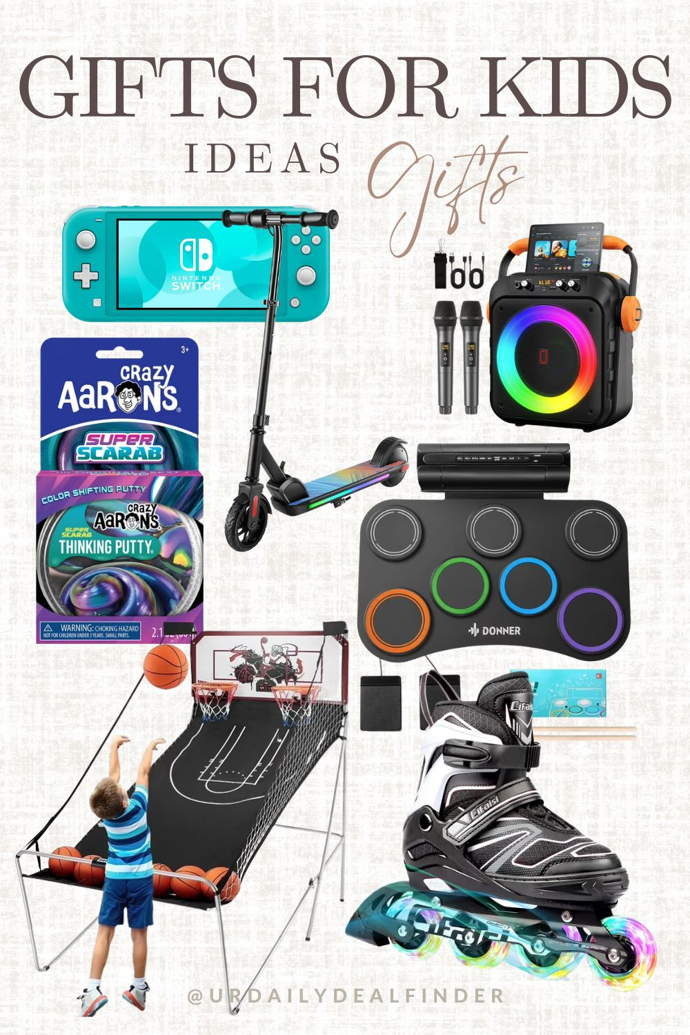 Gift Guide For Kids #walmart #cyber #monday #week #black #Friday #deals #sale #kids #gift #guide #boys #girls #bean #bag #basketball #hoop #indoor #nintendo #switch #bideo #games #board #drum #set #aarons #thinking #putty #crafts #electric #scooter #karaoke #machine #rollerblades #gifts #Christmas #holiday #presents 

 #LTKGiftGuide #LTKHoliday #LTKKids