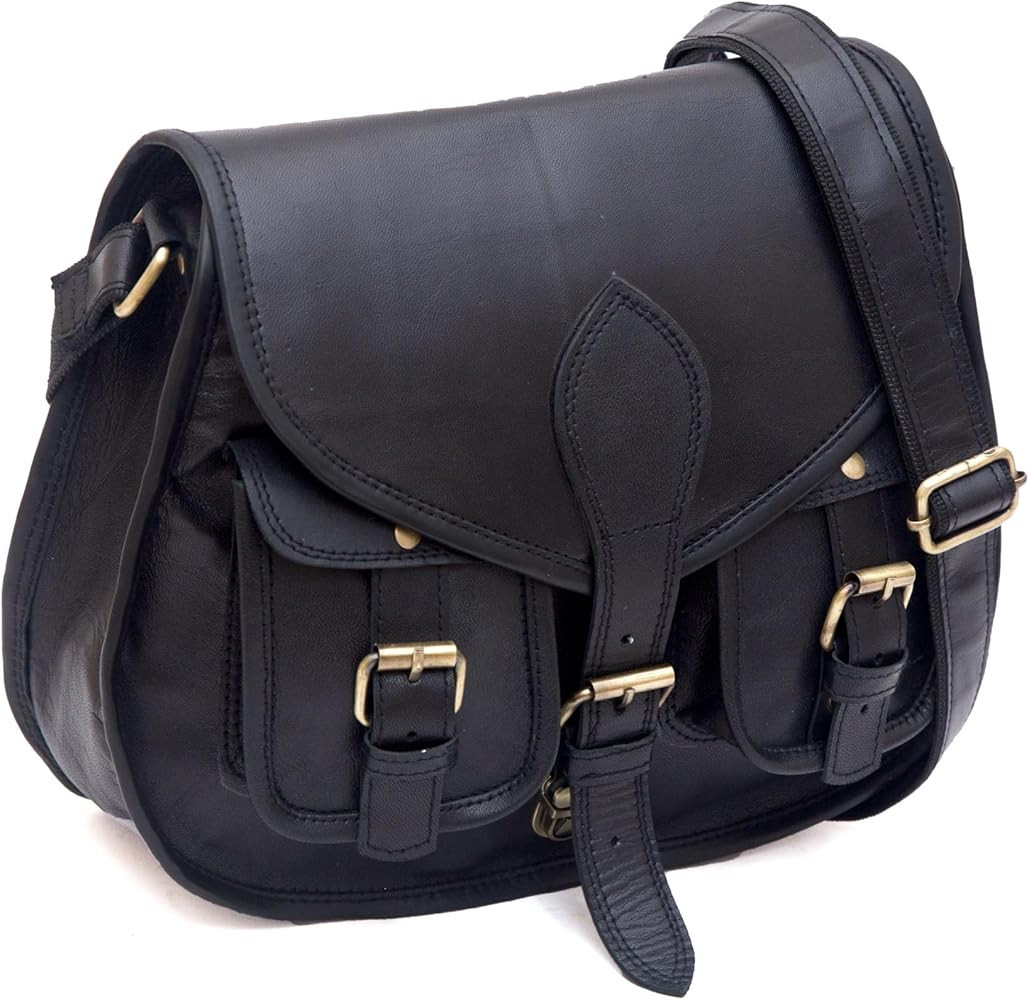 Women Vintage Style Genuine Leather Crossbody Shoulder Bag Handmade Purse | Amazon (US)