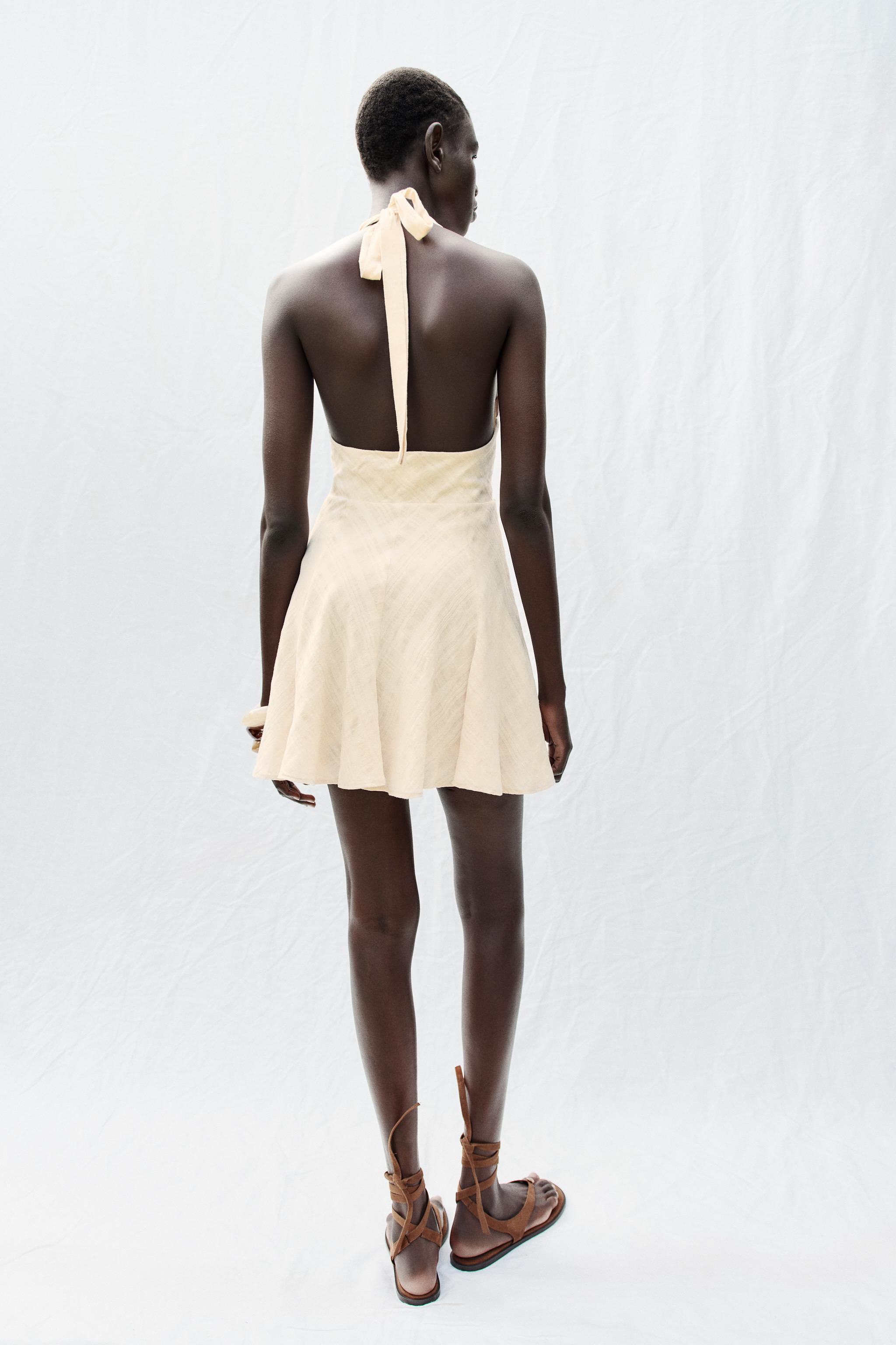 RUSTIC HALTER NECK MINI DRESS | Zara UK