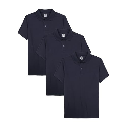 Approved School Wear Boys' School Uniform Short Sleeve Polo, Soft & Comfortable Jersey, Multipack, Navy/3-Pack | Amazon (US)