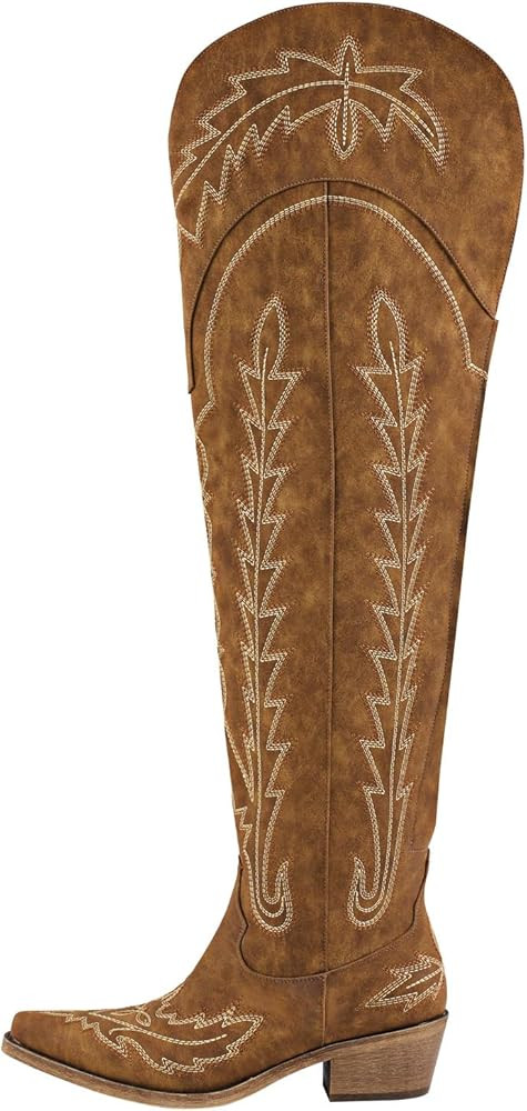 MissHeel Over the Knee Cowboy Boots for Women Adjustable Thigh High Cowgirl Boots | Amazon (US)