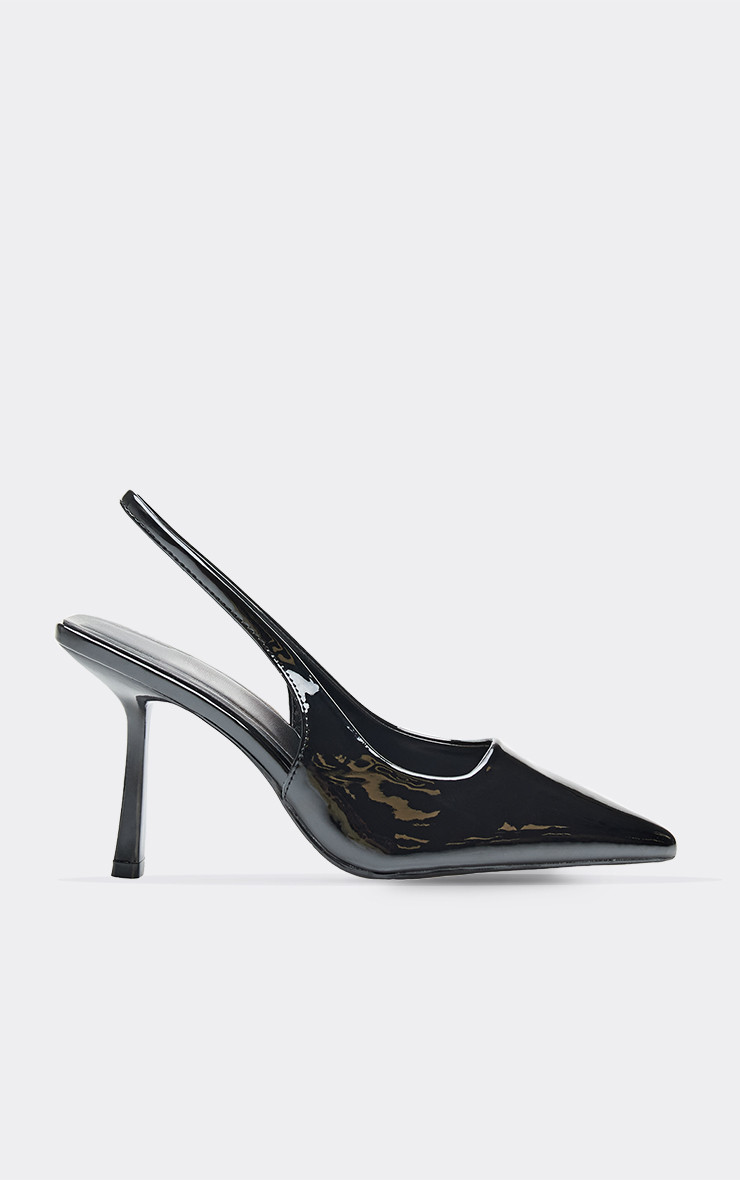 Brooker Pointed Toe Slingback Court Heel In Black Patent | EGO (UK)