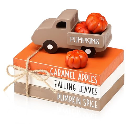 Fall Table Decor Tiered Tray Decor, Wooden Fall Signs with Book Stack | Amazon (US)
