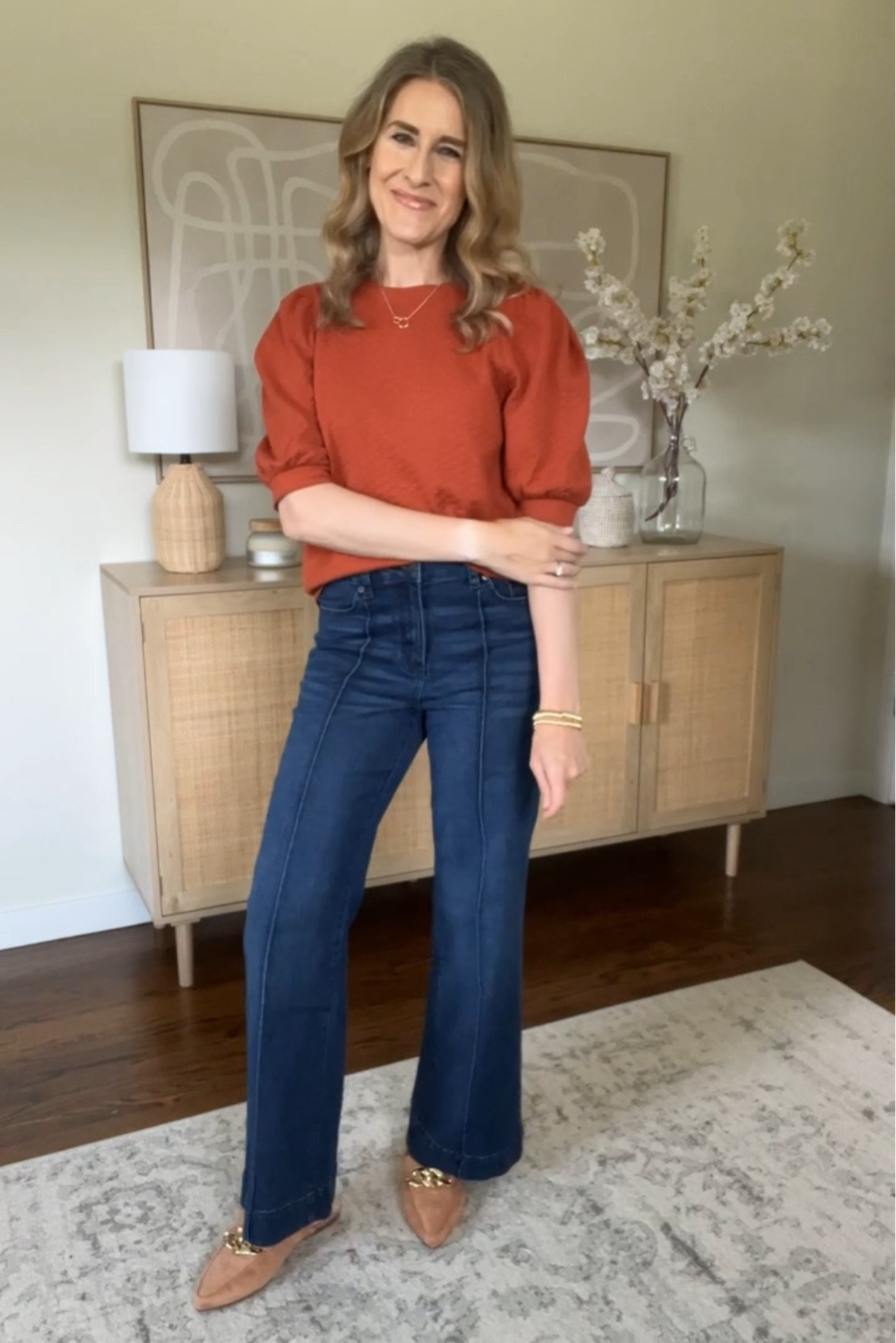 Walmart fall outfit idea with this puff sleeve top, tts small
Jeans tts 6

#LTKOver40 #LTKWorkwear #LTKFindsUnder50