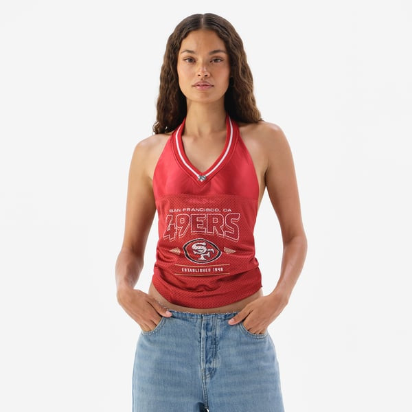 San Francisco 49ers Off Season Women's Jersey Halter Top - Scarlet | Fanatics