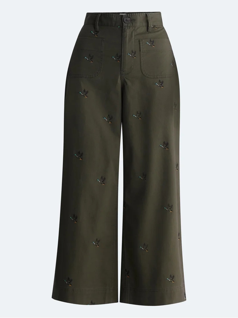 Free Assembly Women's The Larchmont Embroidered Cropped Patch Pocket Pants, 26" Inseam, Sizes XS-... | Walmart (US)