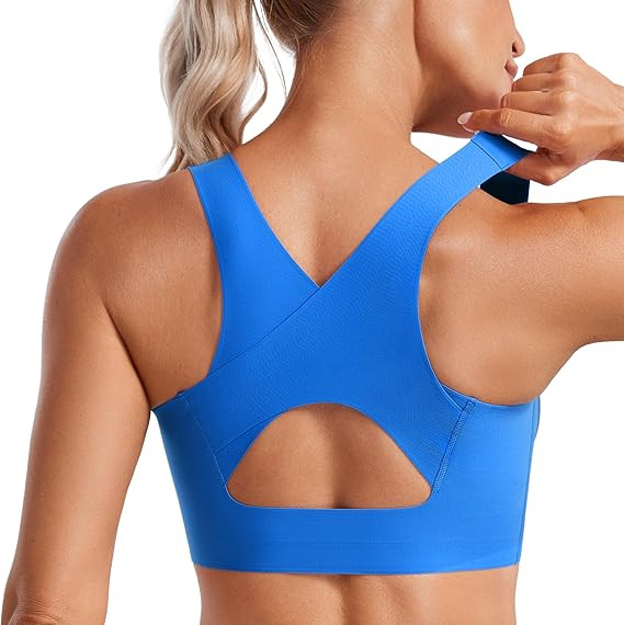 CRZ YOGA Womens Flex Sculpt Racerback Sports Bra - U Neck Medium Impact Padded Wireless Workout G... | Amazon (US)