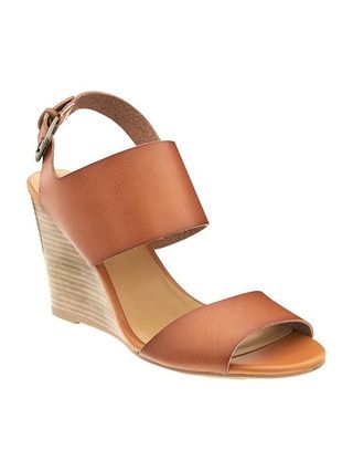 Faux-Leather Double-Strap Wedges for Women | Old Navy US