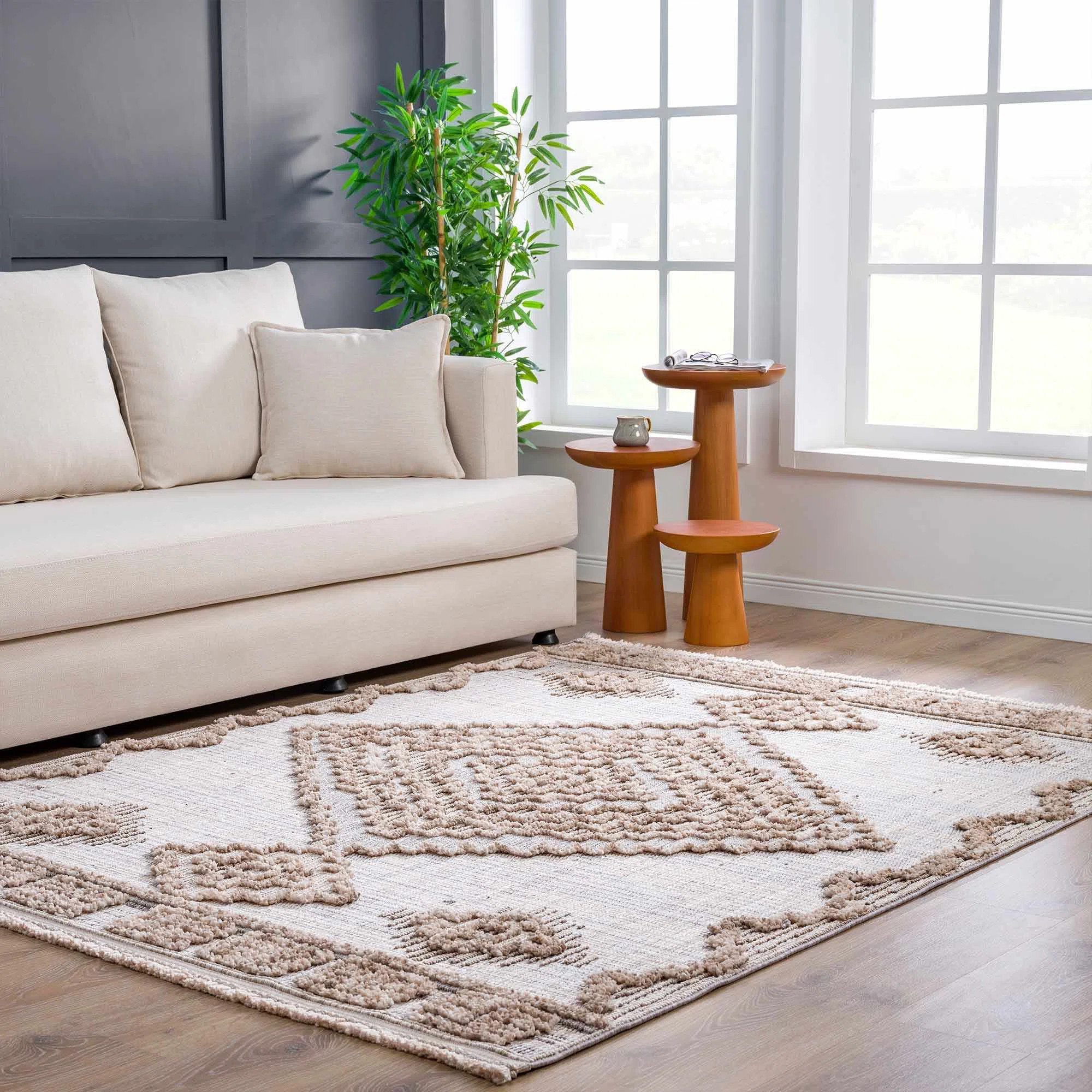Moroccan Machine Woven Polyester Area Rug in Gray | Wayfair North America
