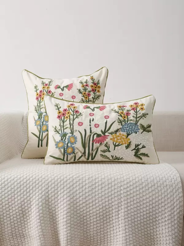 Flower Embroidery Cushion Cover Without Filler SKU: sh2108051073881911(100+ Reviews)$10.40$13.00-... | SHEIN