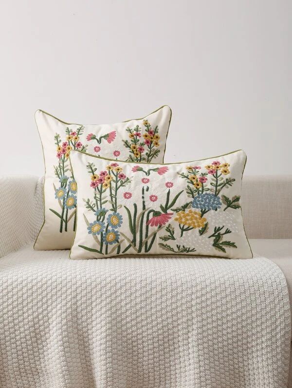 Flower Embroidery Cushion Cover Without Filler SKU: sh2108051073881911(100+ Reviews)$10.40$13.00-... | SHEIN