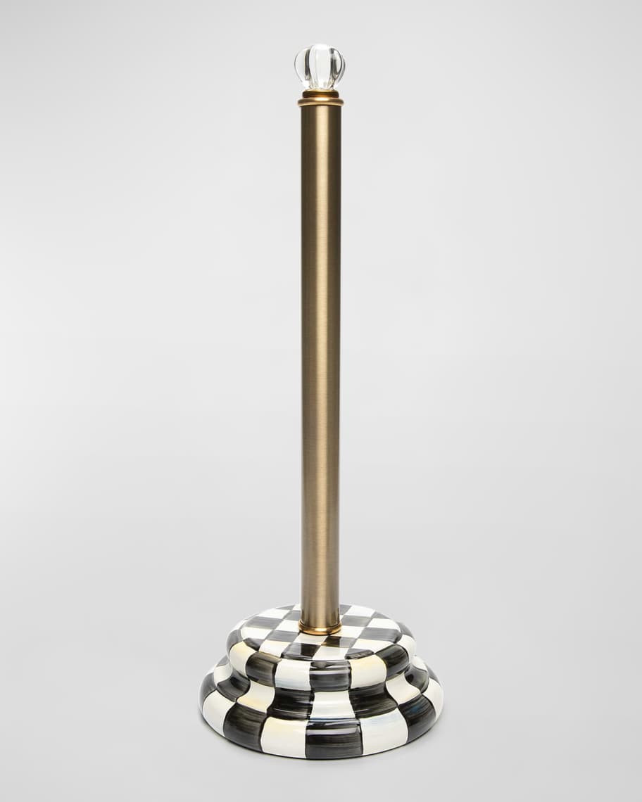 MacKenzie-Childs 18" Courtly Check Enamel Toilet Paper Storage | Neiman Marcus