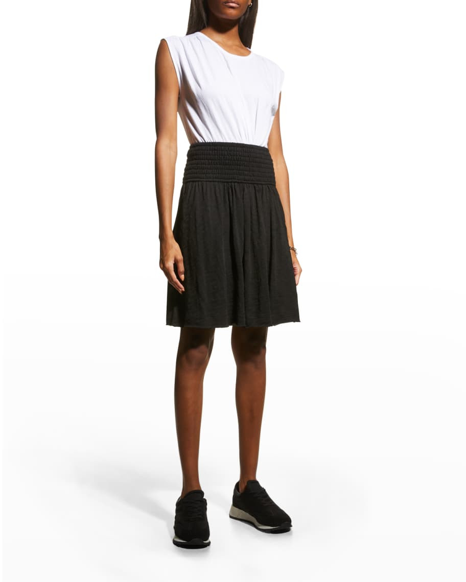 ATM Anthony Thomas Melillo Smocked-Waist Mini Jersey Skirt | Neiman Marcus