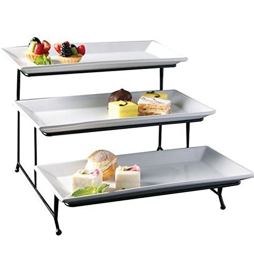 Imperial Home 3 Tier Rectangular Serving Platter Tray Kitchen, 12 inch Plates, White | Amazon (US)