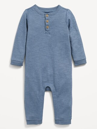 Long-Sleeve Jersey-Knit Henley One-Piece for Baby | Old Navy (US)